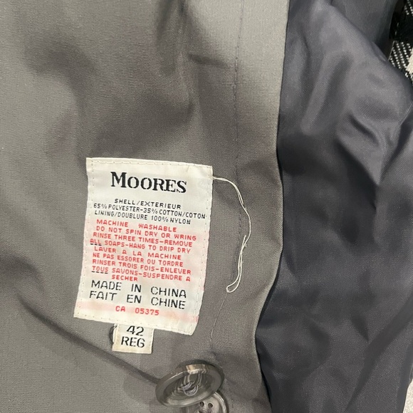 [42/US:M]Vintage 80s Moores Men's Gray Belted Trench Coat - Picture 5 of 11